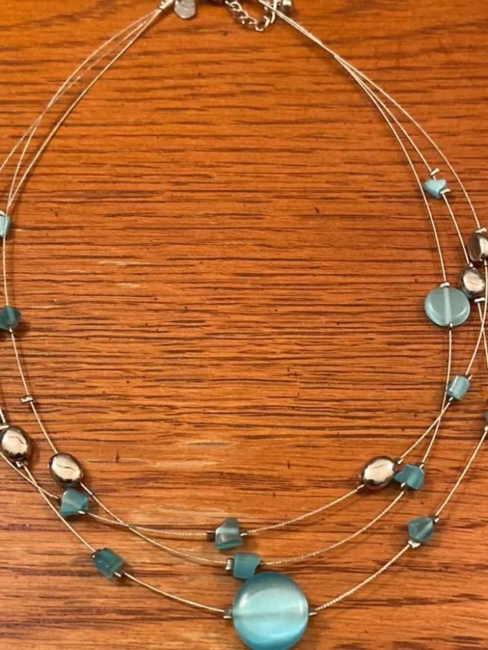 EUC Lia Sophia Women’s Necklace Silver & Aqua